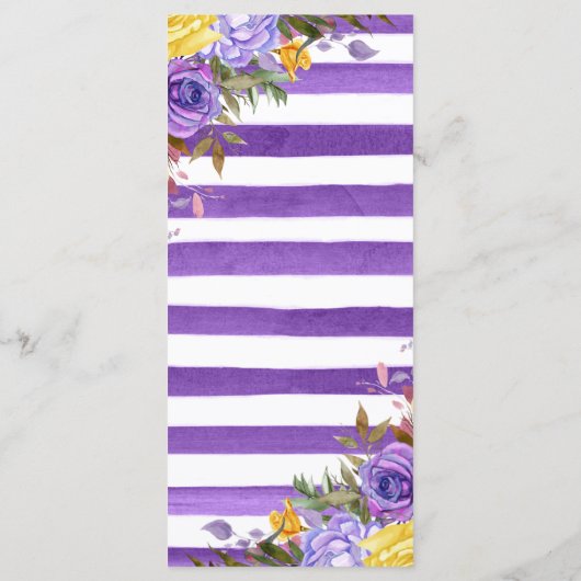 Boho Waterverf Spring Flowers Wedding Menu (Achterkant)