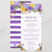 Boho Waterverf Spring Flowers Wedding Menu (Voorkant / Achterkant)