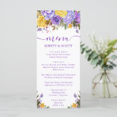 Boho Waterverf Spring Flowers Wedding Menu (Staand voorkant)