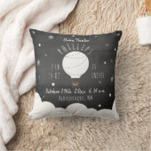 Boho Waterverf Stars Hot Air Ballon Birth Stats Kussen (Deken)