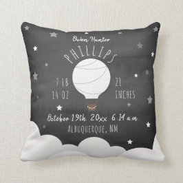 Boho Waterverf Stars Hot Air Ballon Birth Stats Kussen