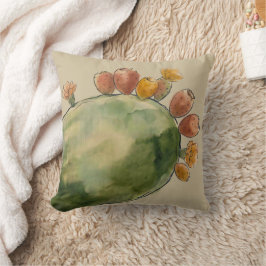 Boho Waterverf Stekelige Peer Cactus Vrucht  Kussen