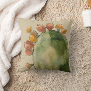 Boho Waterverf Stekelige Peer Cactus Vrucht Kussen