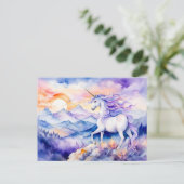 Boho Waterverf Sterke Eenhoorn Staande op Misty M Briefkaart (Staand voorkant)