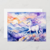 Boho Waterverf Sterke Eenhoorn Staande op Misty M Briefkaart (Voorkant / Achterkant)