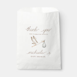 Boho Waterverf Stork Baby shower Bedankt Bedankzakje