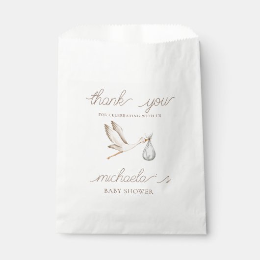 Boho Waterverf Stork Baby shower Bedankt Bedankzakje (Voorkant)
