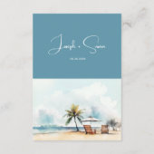 Boho Waterverf Strand Palm Trees Bruiloft Details Informatiekaartje (Achterkant)