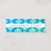 Boho Waterverf Stropdas-Dye Pattern Aqua Blue Mini Visitekaartje (Voorkant)