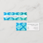 Boho Waterverf Stropdas-Dye Pattern Aqua Blue Mini Visitekaartje (Voorkant / Achterkant)