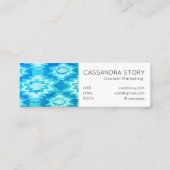 Boho Waterverf Stropdas-Dye Pattern Aqua Blue Mini Visitekaartje (Achterkant)