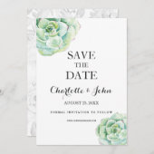 boho waterverf succulent bruiloft behalve de data save the date (Voorkant / Achterkant)