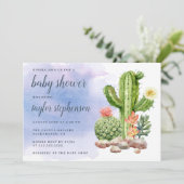 Boho Waterverf Succulent Cactus Baby shower Kaart (Staand voorkant)