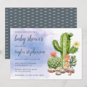 Boho Waterverf Succulent Cactus Baby shower Kaart (Voorkant / Achterkant)