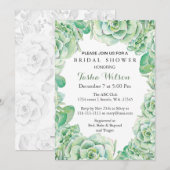 boho waterverf succulent Vrijgezellenfeest Invite Kaart (Voorkant / Achterkant)