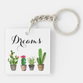 Boho Waterverf Succulenten Custom Sleutelhanger (Achterkant)