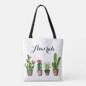 Boho Waterverf Succulenten Gepersonaliseerde Canva Tote Bag (Achterkant)