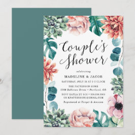 Boho Waterverf Succulenten Koppel Bruisfeest Kaart