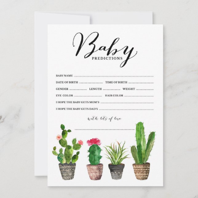 Boho Waterverf Succulents Baby Predicants Kaart (Voorkant)