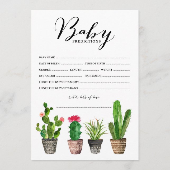 Boho Waterverf Succulents Baby Predicants Kaart (Voorkant)