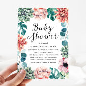 Boho Waterverf Succulents Baby shower Invitation Kaart