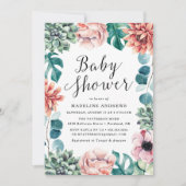 Boho Waterverf Succulents Baby shower Invitation Kaart (Voorkant)
