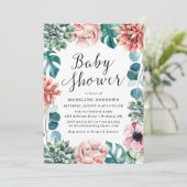 Boho Waterverf Succulents Baby shower Invitation Kaart (Staand voorkant)