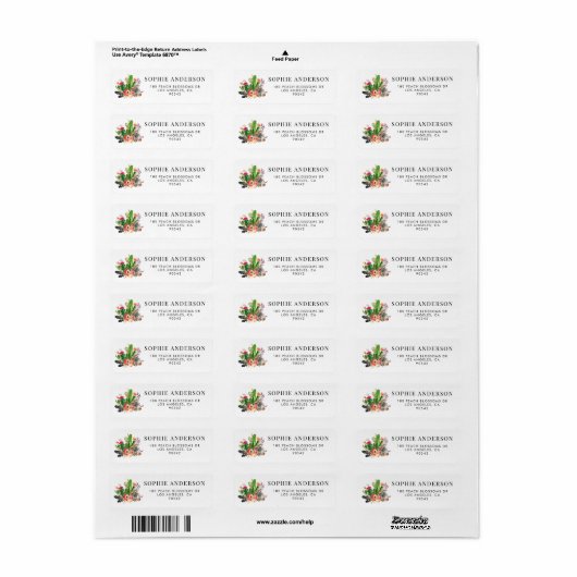 Boho Waterverf Succulents Floral Address Label (Full Sheet)