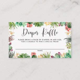 Boho Waterverf Succulents Lijst Diaper Raffle Informatiekaartje