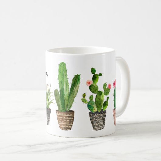 Boho Waterverf Succulents Patroon Gepersonaliseerd Koffiemok (Voorkant rechts)
