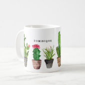 Boho Waterverf Succulents Patroon Gepersonaliseerd Koffiemok (Voorkant links)