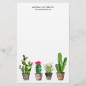 Boho Waterverf Succulents Personalized Briefpapier (Voorkant)