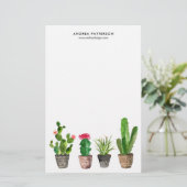Boho Waterverf Succulents Personalized Briefpapier (Staand voorkant)