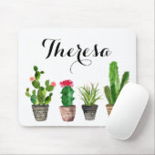 Boho Waterverf Succulents Personalized Muismat (Met muis)