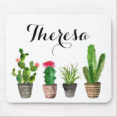 Boho Waterverf Succulents Personalized Muismat (Voorkant)