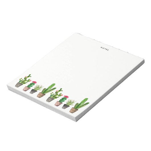 Boho Waterverf Succulents Personalized Notitieblok (Linkerzijde)