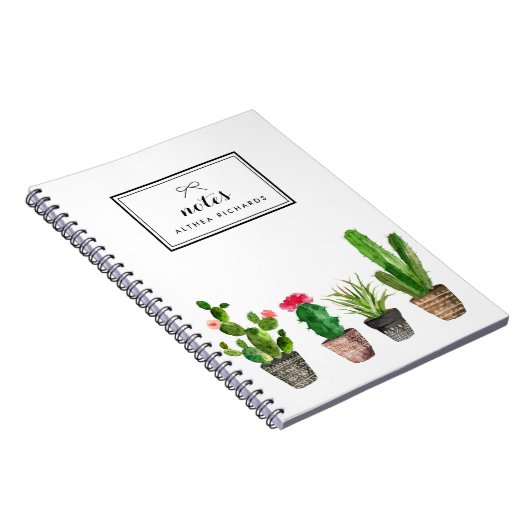 Boho Waterverf Succulents Personalized Notitieboek (Rechterzijde)