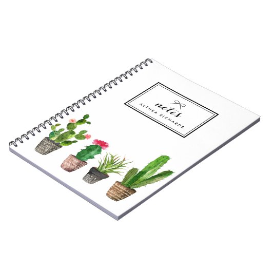 Boho Waterverf Succulents Personalized Notitieboek (Linkerzijde)