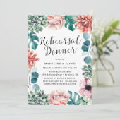 Boho Waterverf Succulents Reharsal Dinner Kaart (Staand voorkant)