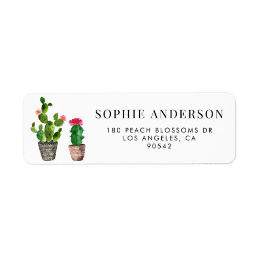 Boho Waterverf Succulents Rustic Address Label (Voorkant)