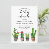 Boho Waterverf Succulents Summer Baby shower Bash Kaart (Staand voorkant)