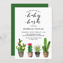 Boho Waterverf Succulents Summer Baby shower Bash Kaart