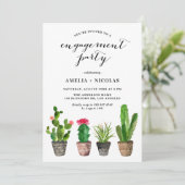 Boho Waterverf Succulents Summer Engagement Party Kaart (Staand voorkant)