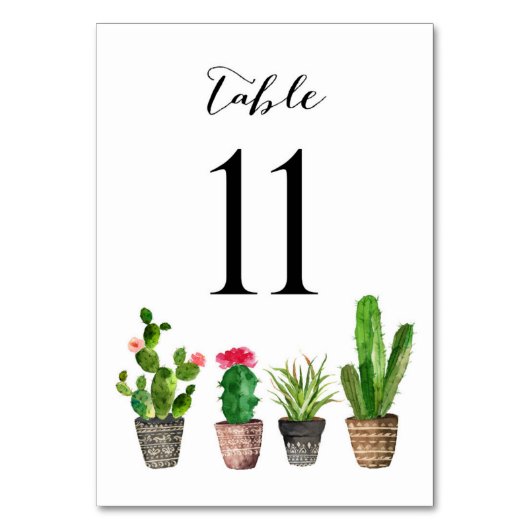 Boho Waterverf Succulents Table Numbers Card 11 Kaart (Achterkant)
