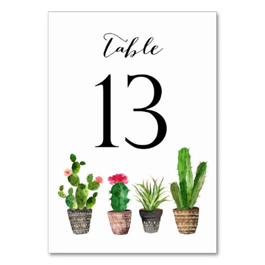Boho Waterverf Succulents Table Numbers Card 13 Kaart (Achterkant)