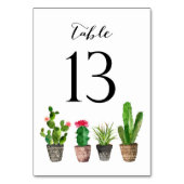 Boho Waterverf Succulents Table Numbers Card 13 Kaart (Voorkant)