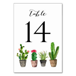 Boho Waterverf Succulents Table Numbers Card 14 Kaart