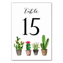 Boho Waterverf Succulents Table Numbers Card 15 Kaart