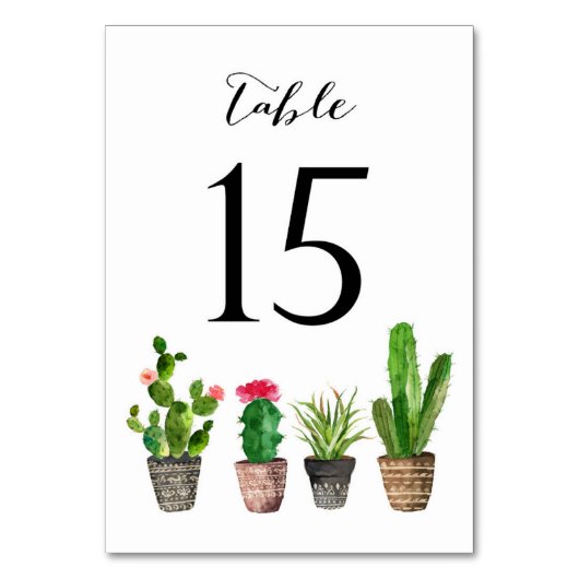 Boho Waterverf Succulents Table Numbers Card 15 Kaart (Achterkant)