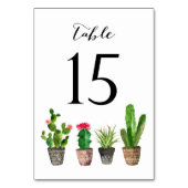 Boho Waterverf Succulents Table Numbers Card 15 Kaart (Voorkant)